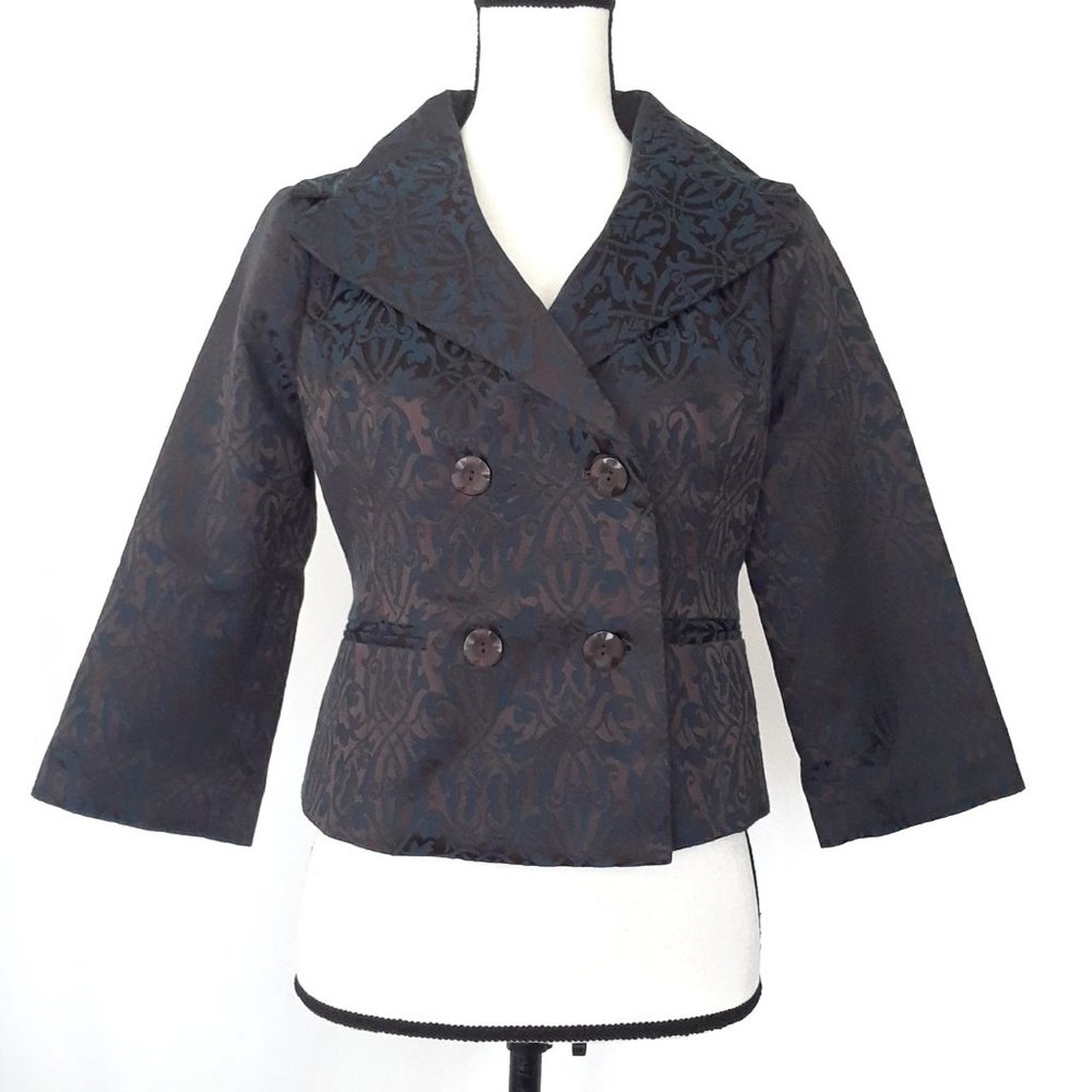 Vintage 1990s Axcess by Liz Claiborne Shiny Brocade Short Jacket Size 4